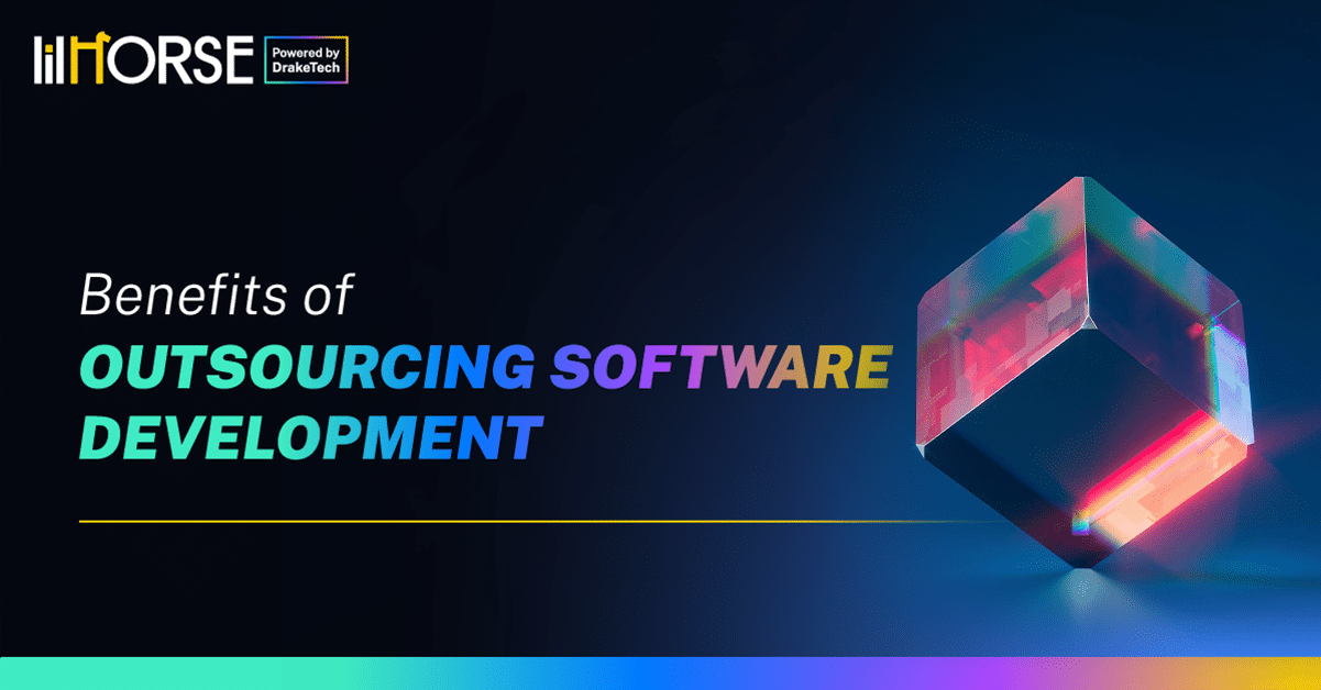 Graphic with text 'Benefits of Outsourcing Software Development'